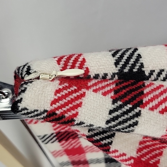 Talbots Mini Check Plaid Wool Blend Skirt Cream, Black & Red Size 6 - Picture 6 of 10